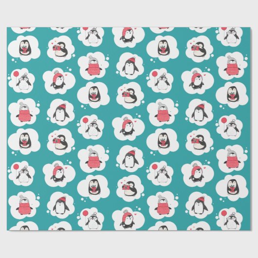 Penguin Winter Holiday Cadeaupapier (Vlak)
