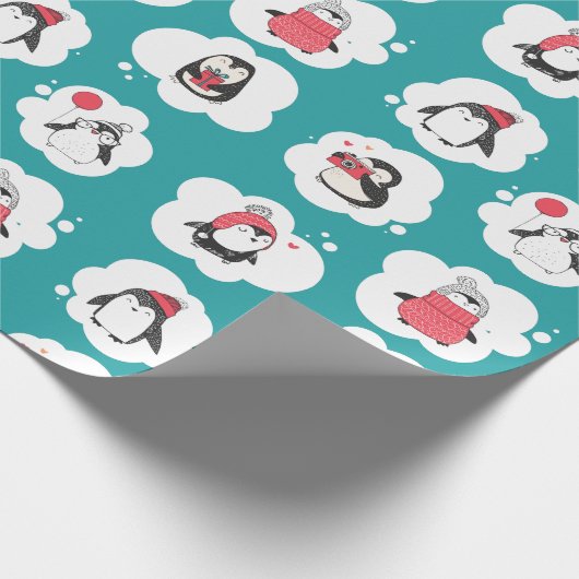 Penguin Winter Holiday Cadeaupapier (Hoek)