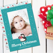 Penguin Winter Holiday Creëer Memories Foto Feestdagenkaart