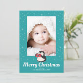 Penguin Winter Holiday Creëer Memories Foto Feestdagenkaart (Staand voorkant)