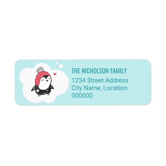 Penguin Winter Holiday Etiket (Voorkant)