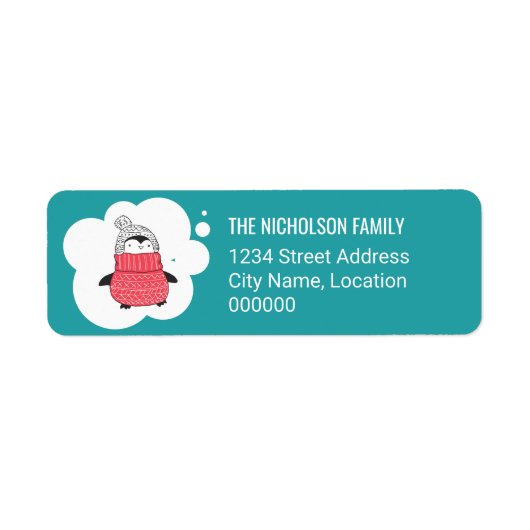 Penguin Winter Holiday Etiket (Voorkant)