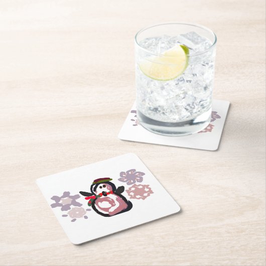 Penguin Winter Kartonnen Onderzetters (Insitu)