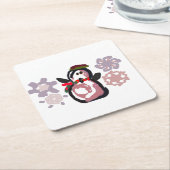 Penguin Winter  Kartonnen Onderzetters (Schuin)