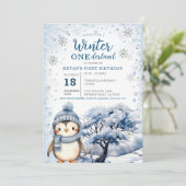 Penguin Winter Onederland Arctische Dieren Verjaar Kaart (Staand voorkant)