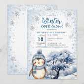 Penguin Winter Onederland Arctische Dieren Verjaar Kaart (Voorkant / Achterkant)