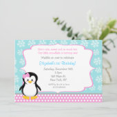 Penguin Winter ONEderland Birthday Invitations Kaart (Staand voorkant)