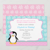 Penguin Winter ONEderland Birthday Invitations Kaart (Voorkant / Achterkant)