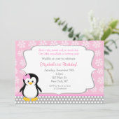 Penguin Winter ONEderland Birthday Invitations Kaart (Staand voorkant)