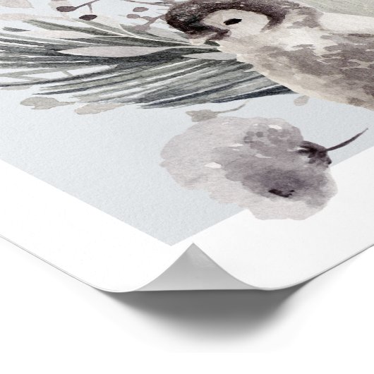 Penguin Winter Onederland Verjaardag Welkomstbord Poster (Hoek)