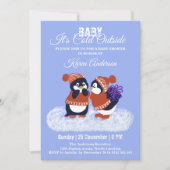 Penguin Winter Snow Birthday Baby shower Kaart (Voorkant)