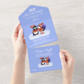 Penguin Winter Snow Birthday Baby shower Koud All In One Uitnodiging (Afscheurbaar)