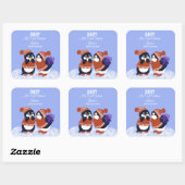 Penguin Winter Snow Birthday Baby shower Koud Vierkante Sticker (Vel)