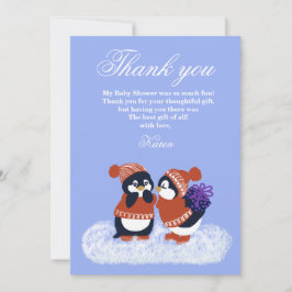 Penguin Winter Snow Birthday Baby Shower Thank you Kaart