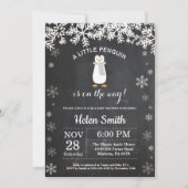 Penguin Winter Snowflake Baby shower Uitnodiging (Voorkant)