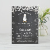 Penguin Winter Snowflake Baby shower Uitnodiging (Staand voorkant)