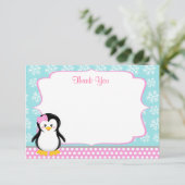 Penguin Winter Snowflake Bedankt voor je kaarten (Staand voorkant)