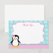 Penguin Winter Snowflake Bedankt voor je kaarten (Voorkant / Achterkant)