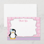 Penguin Winter Snowflake Bedankt voor je kaarten (Voorkant / Achterkant)
