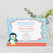 Penguin Winter Snowflake Birthday Invitations Kaart (Staand voorkant)