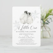 Penguin Winter Snowflake Blue Baby shower per post Kaart (Staand voorkant)