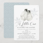 Penguin Winter Snowflake Blue drive-by Baby shower Kaart (Voorkant / Achterkant)