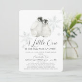 Penguin Winter Snowflake Blue drive-by Baby shower Kaart (Staand voorkant)