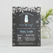 Penguin Winter Snowflake Boy Baby shower Kaart (Staand voorkant)