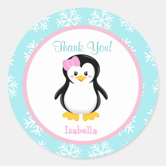 Penguin Winter Snowflake Favoriet Stickers (Voorkant)