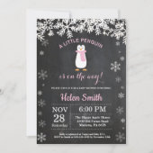 Penguin Winter Snowflake Girl Baby shower Kaart (Voorkant)