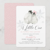 Penguin Winter Snowflake Pink Girl Baby shower Kaart (Voorkant / Achterkant)