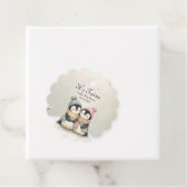 Penguin Winter Twins Baby Shower Boy Girl Bedankjes Labels (In situ)