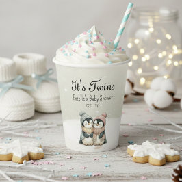 Penguin Winter Twins Baby Shower Boy Girl Neutral Papieren Bekers