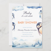 Penguin Winter Wonderland Baby shower Uitnodiging (Voorkant)