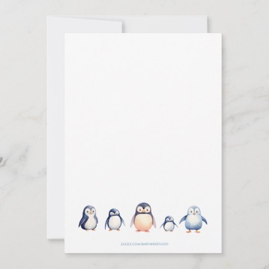 Penguin Winter Wonderland Baby shower Uitnodiging (Achterkant)