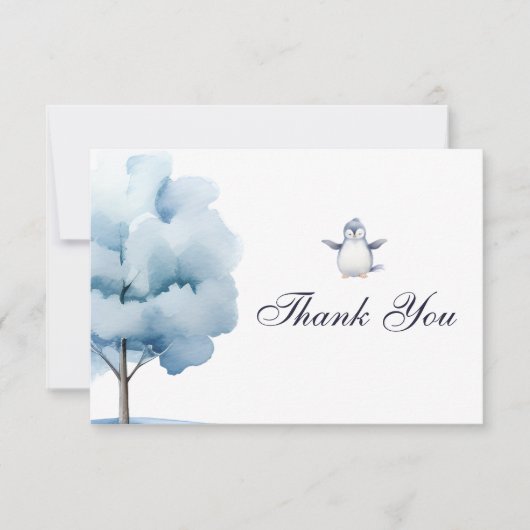 Penguin Winter Wonderland-thema bedankkaart (Voorkant)