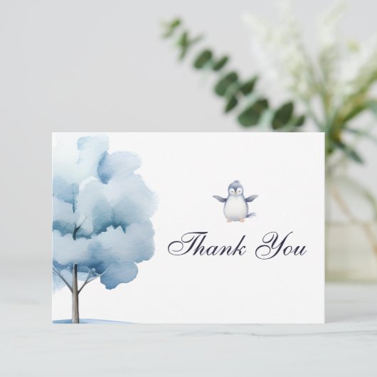 Penguin Winter Wonderland-thema bedankkaart (Staand voorkant)