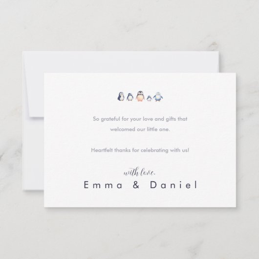 Penguin Winter Wonderland-thema bedankkaart (Achterkant)