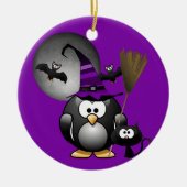 Penguin Witch Halloween Keramisch Ornament (Voorkant)