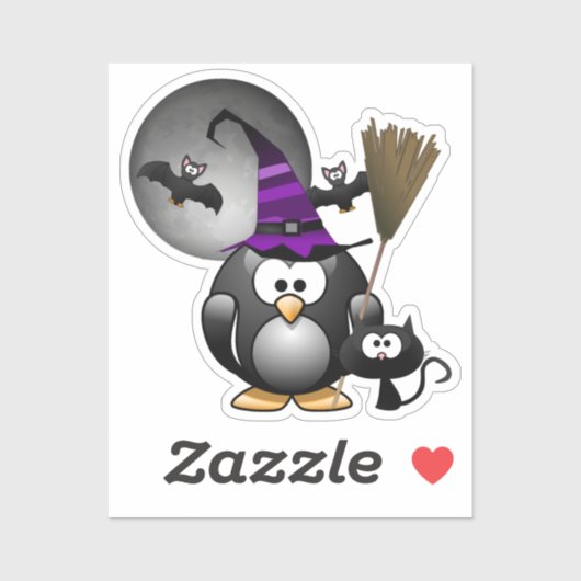Penguin Witch Halloween Sticker (Vel)
