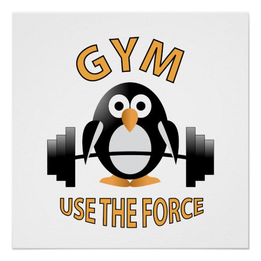 Penguin with a barbell perfect poster (Voorkant)