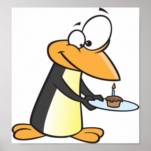 Penguin With A Cupcake Poster (Voorkant)