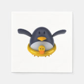 Penguin With A Rubber Duck Paper Napkins Servet (Voorkant)