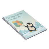 Penguin with Balloons | Dry Humour Custom Notebook Notitieboek (Rechterzijde)