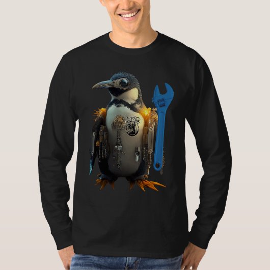Penguin with Blue Wrench T-shirt (Voorkant)