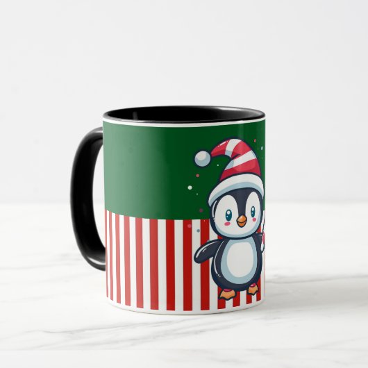 Penguin with Candy Cane Mok (Voorkant links)