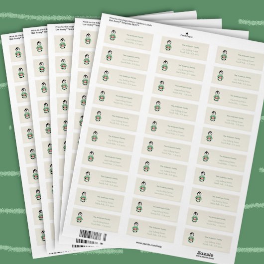 Penguin with Figgy Pudding Return Address Label