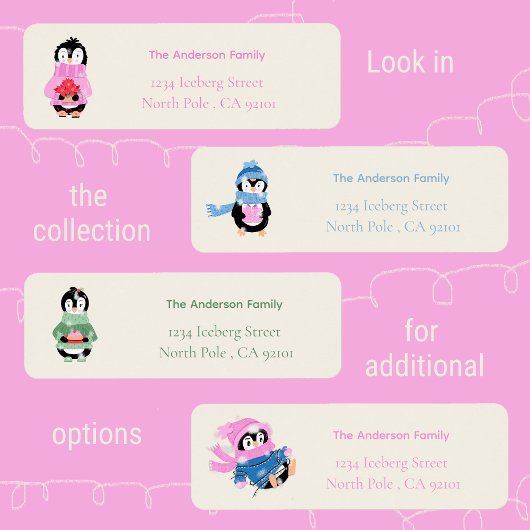 Penguin with Figgy Pudding Return Address Label