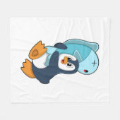 Penguin with Fish Fleece Deken (Voorkant (Horizontaal))