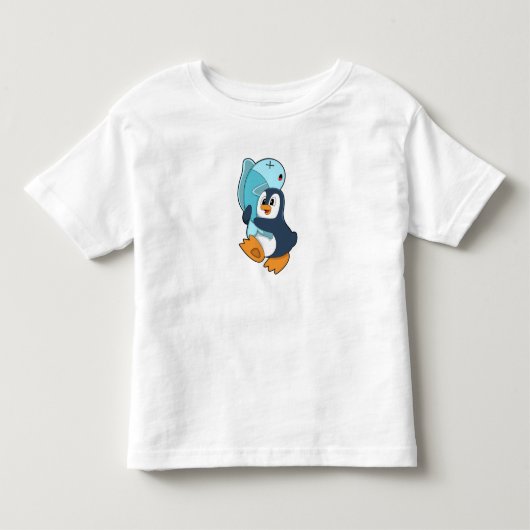 Penguin with Fish Kinder Shirts (Voorkant)